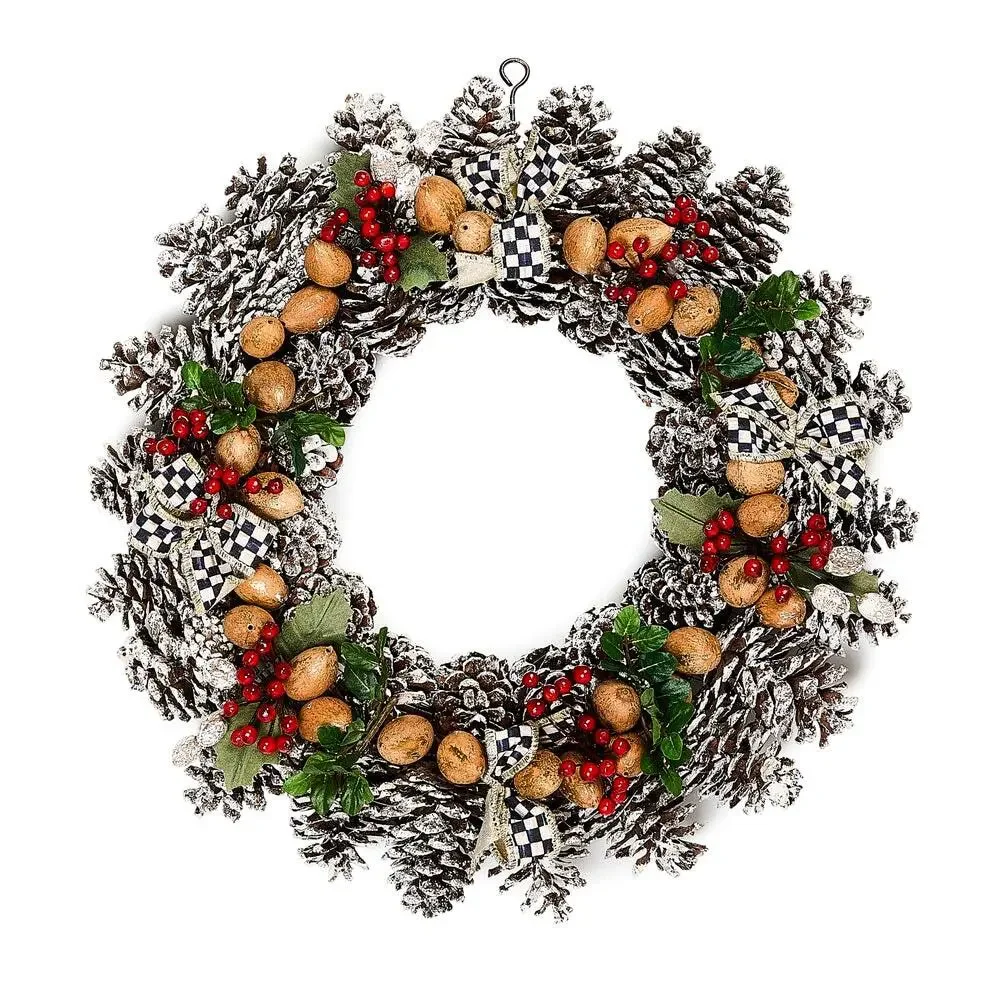 NEW Mackenzie Childs Holly Pinecone 16″ Wreath